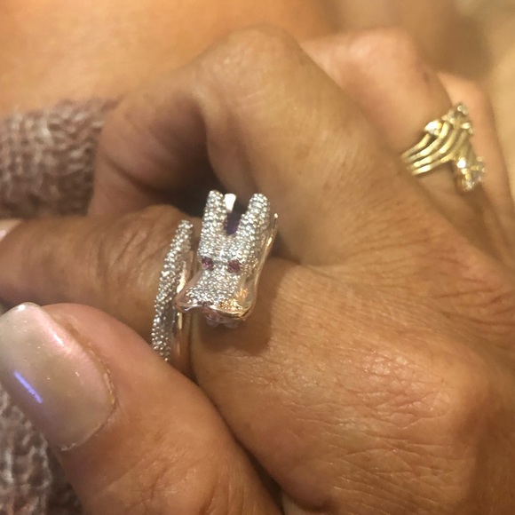 1 DY Sale ONLY! 14K ROSE GOLD DRAGON WHite Sapph R - Picture 7 of 16